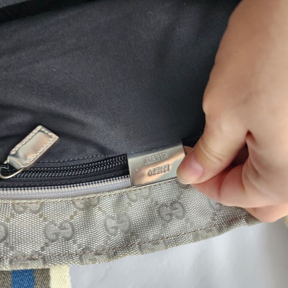 Vintage GUCCI Sherry Line Bag GG Web Silver Embroidered - Picture 7 of 12